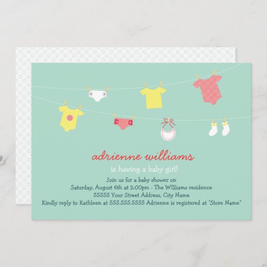 Baby Couture Baby shower Uitnodigen Kaart (Voorkant / Achterkant)