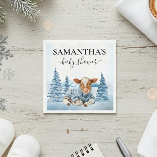 Baby Cow Calf Christmas Winter Farm Servet