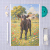 Baby Cow in Pasture Farmhouse Decoupage Paper  Tissuepapier (Craft)