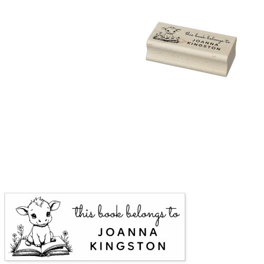 Baby Cow Storybook Ex Libris Stamp Rubberstempel (Gestempeld)