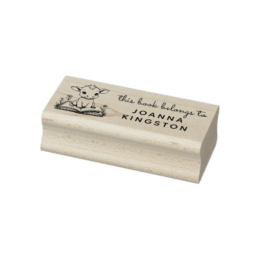 Baby Cow Storybook Ex Libris Stamp Rubberstempel (Stempel)