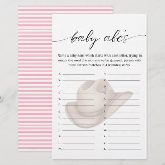 Baby Cowboy ABC Shower Game with Pink