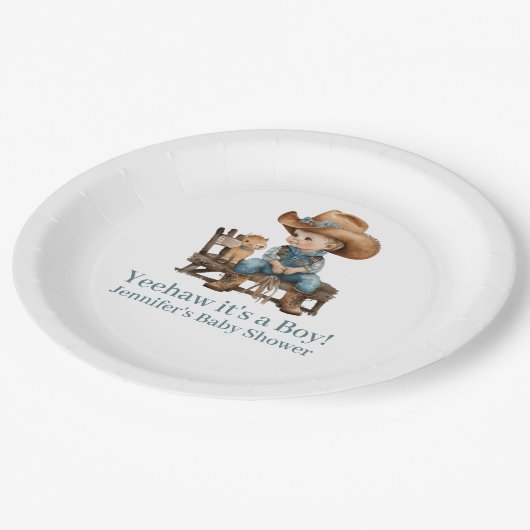 Baby Cowboy Baby shower Papieren Bordje (Gekanteld)