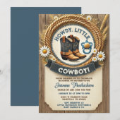 Baby Cowboy Blue Western Baby shower Uitnodiging (Voorkant / Achterkant)