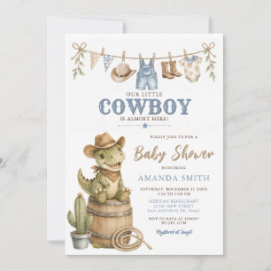 Baby Cowboy Dinosaur Baby Shower Kaart