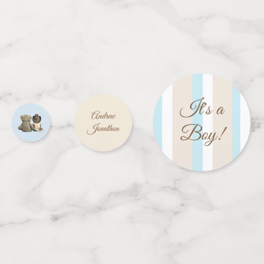 Baby Cowboy en Teddy Bear Blue en Tan Confetti (Voorkanten)