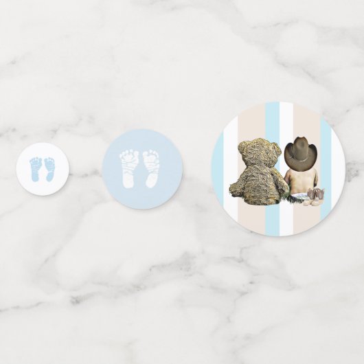 Baby Cowboy en Teddy Bear Blue en Tan Confetti (Achterkanten)