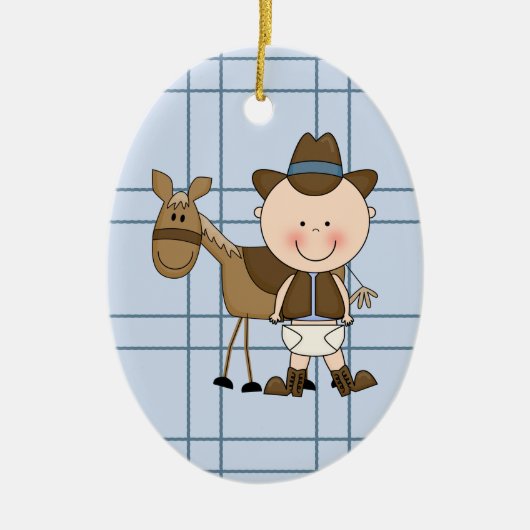 Baby Cowboy Horse Collectie Keramisch Ornament (Voorkant)