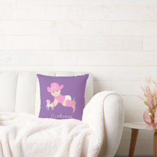 Baby Cowgirl met paarden personaliseren Kussen