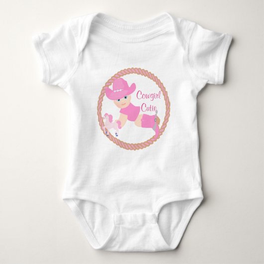 Baby Cowgirl Roze Pet laarzen en paard Romper (Voorkant)