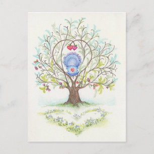 Baby Cradle in A Tree of Hearts and Love Briefkaart