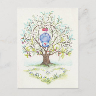 Baby Cradle in A Tree of Hearts and Love Briefkaart