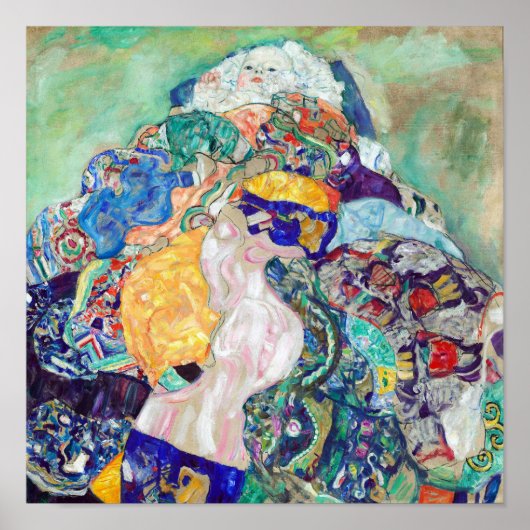 Baby Cradle schilderij van Gustav Klimt Poster (Voorkant)
