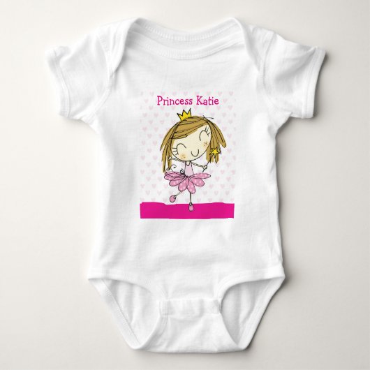 ♥ BABY CREEPER ♥ schattige roze prinses aangepaste Romper (Voorkant)