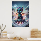 Baby Crystal Dragon | Cute Fantasy Art Poster (Keuken)