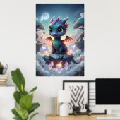 Baby Crystal Dragon | Cute Fantasy Art Poster (Thuiskantoor)