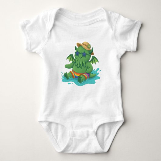 Baby Cthulhu dartelend in het water Romper (Voorkant)
