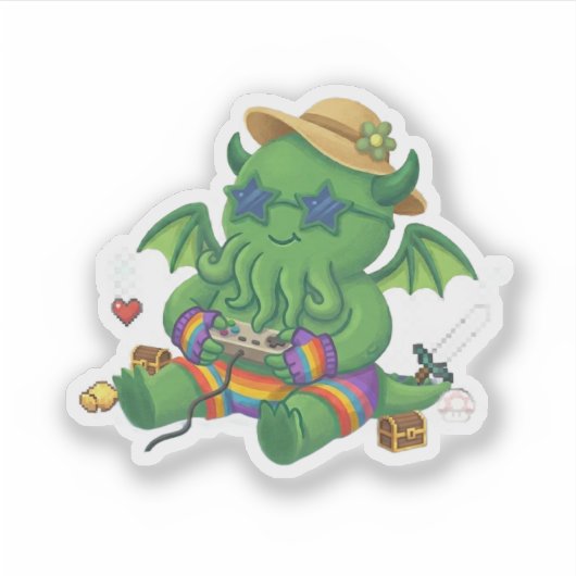 Baby Cthulhu Gamer Sticker (Voorkant)