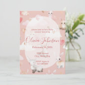 Baby Cupid Animals Baby Shower Invitation Kaart (Staand voorkant)
