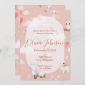 Baby Cupid Animals Baby Shower Invitation Kaart (Voorkant / Achterkant)
