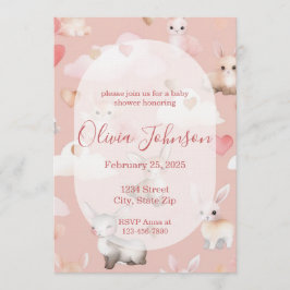 Baby Cupid Animals Baby Shower Invitation Kaart