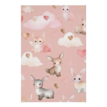 Baby Cupid Dieren Nursery Kunstprint – Waterverf