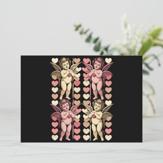 Baby Cupido Coquette boog Retro Valentijnsdag Kaart (Staand voorkant)