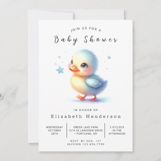 Baby Custom Duck Baby shower Kaart (Voorkant)