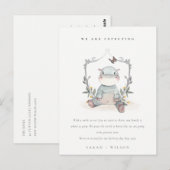 Baby Cute Baby Hippo Foliage Ballon Briefkaart (Voorkant / Achterkant)