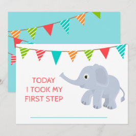 Baby Cute Maandelijkse Groei Blauwe Elephant Kaart