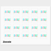 BABY Cute Ocean Pastel Glossy Text Vierkante Sticker (Vel)