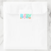 BABY Cute Ocean Pastel Glossy Text Vierkante Sticker (Tas)