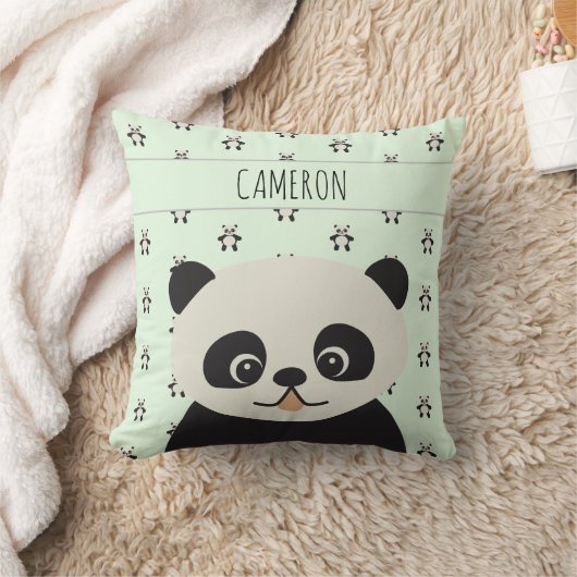 Baby Cute Panda beer Green - Gepersonaliseerd Kussen (Deken)