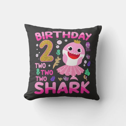 Baby Cute Shark 2e verjaardag Jongen meisje 2 jaar Kussen (Voorkant)