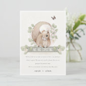 Baby Cute Woodland Floral Squirrel Kaart (Staand voorkant)