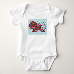 Baby Dachshund in Kerstverlichting Verward Romper