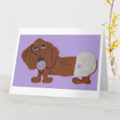 Baby Dachshund Kaart (Gele Bloem)