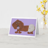 Baby Dachshund Kaart (Gele Bloem)