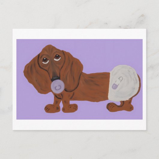 Baby Dachshund Uitnodiging Briefkaart (Voorkant)
