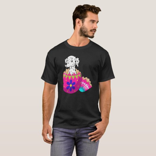 Baby Dalmatian Hatching From Easter Egg Easter Day T-shirt (Voorkant volledig)