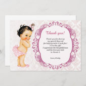 Baby Damask Hartelijk dank Bedankkaart (Voorkant / Achterkant)