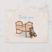 Baby  Dank je blauwe Teddy Bear Nursery Briefkaart (Voorkant)