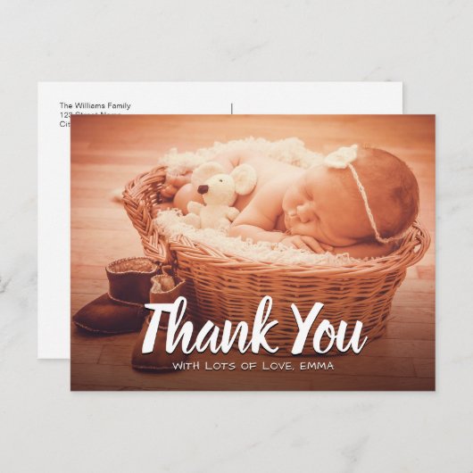 Baby dank u aangepaste foto briefkaart (Voorkant / Achterkant)