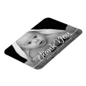 Baby dank u aangepaste foto chique hand script magneet (Linkerzijde)