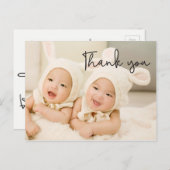 Baby, Dank u, de Aankondiging van de Tweeling van  Briefkaart (Voorkant / Achterkant)