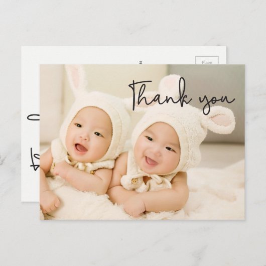 Baby, Dank u, de Aankondiging van de Tweeling van  Briefkaart (Voorkant / Achterkant)