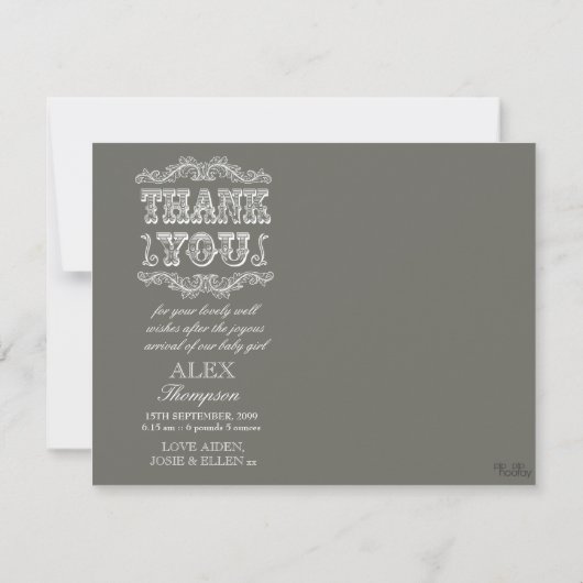  Baby Dank u Fotokaarten + enveloppen Bedankkaart (Achterkant)
