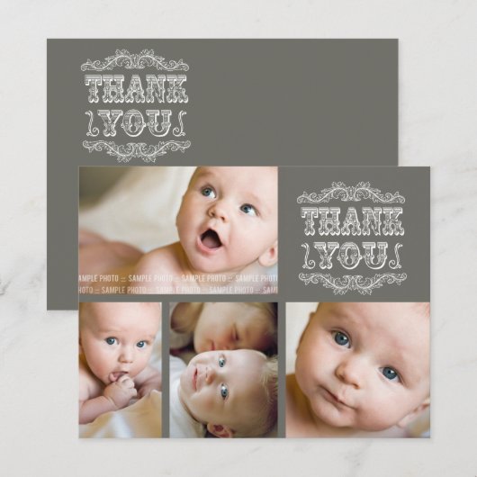  Baby Dank u Fotokaarten + enveloppen Bedankkaart (Voorkant / Achterkant)