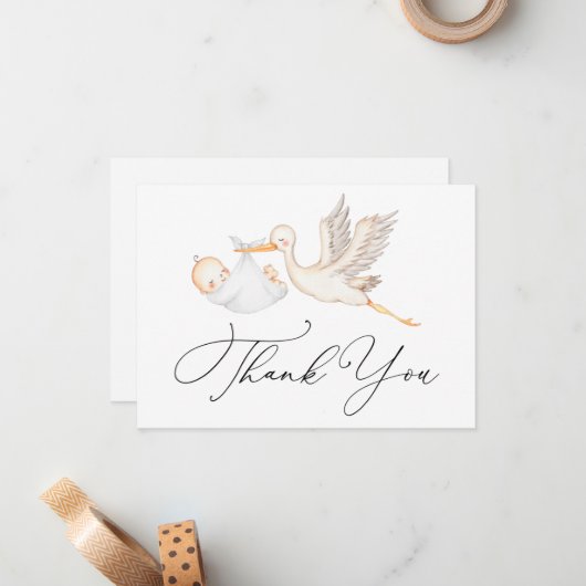 Baby Dank u Kaart Nota Notitiekaartje (Voorkant / Achterkant in situ)