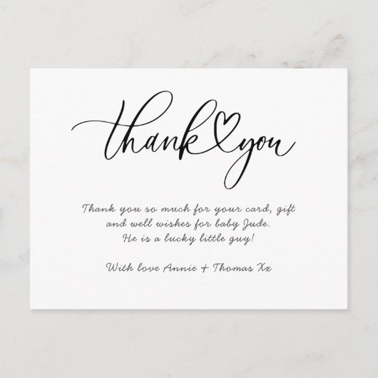 Baby dank u kaarten hart dank u (Voorkant)